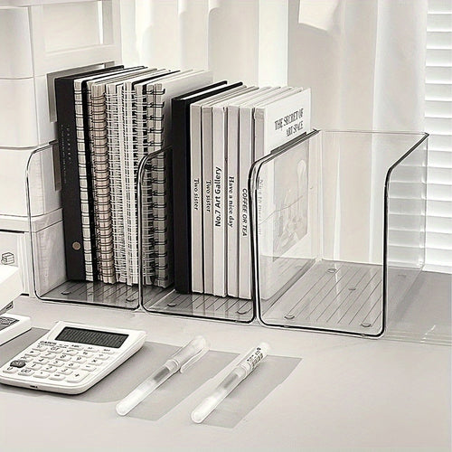 ClearStand U Shaped Bookends Clear Plastic Minimal Profile
