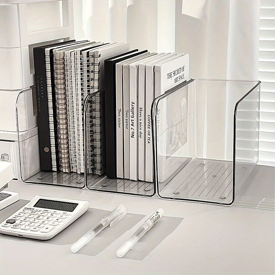ClearStand U Shaped Bookends Clear Plastic Minimal Profile