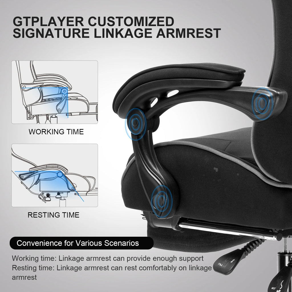 GTPLAYER Gaming Chair with Adjustable Footrest and Lumbar Support
