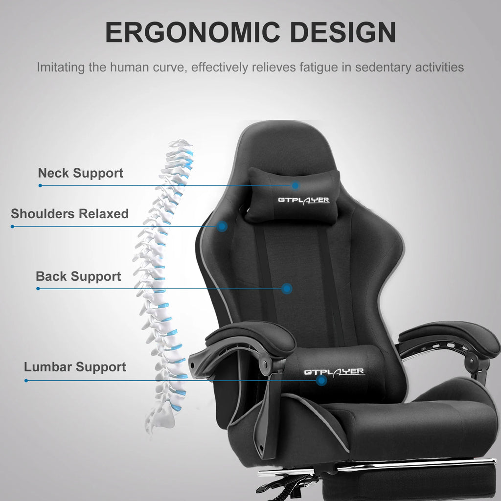 GTPLAYER Gaming Chair with Adjustable Footrest and Lumbar Support