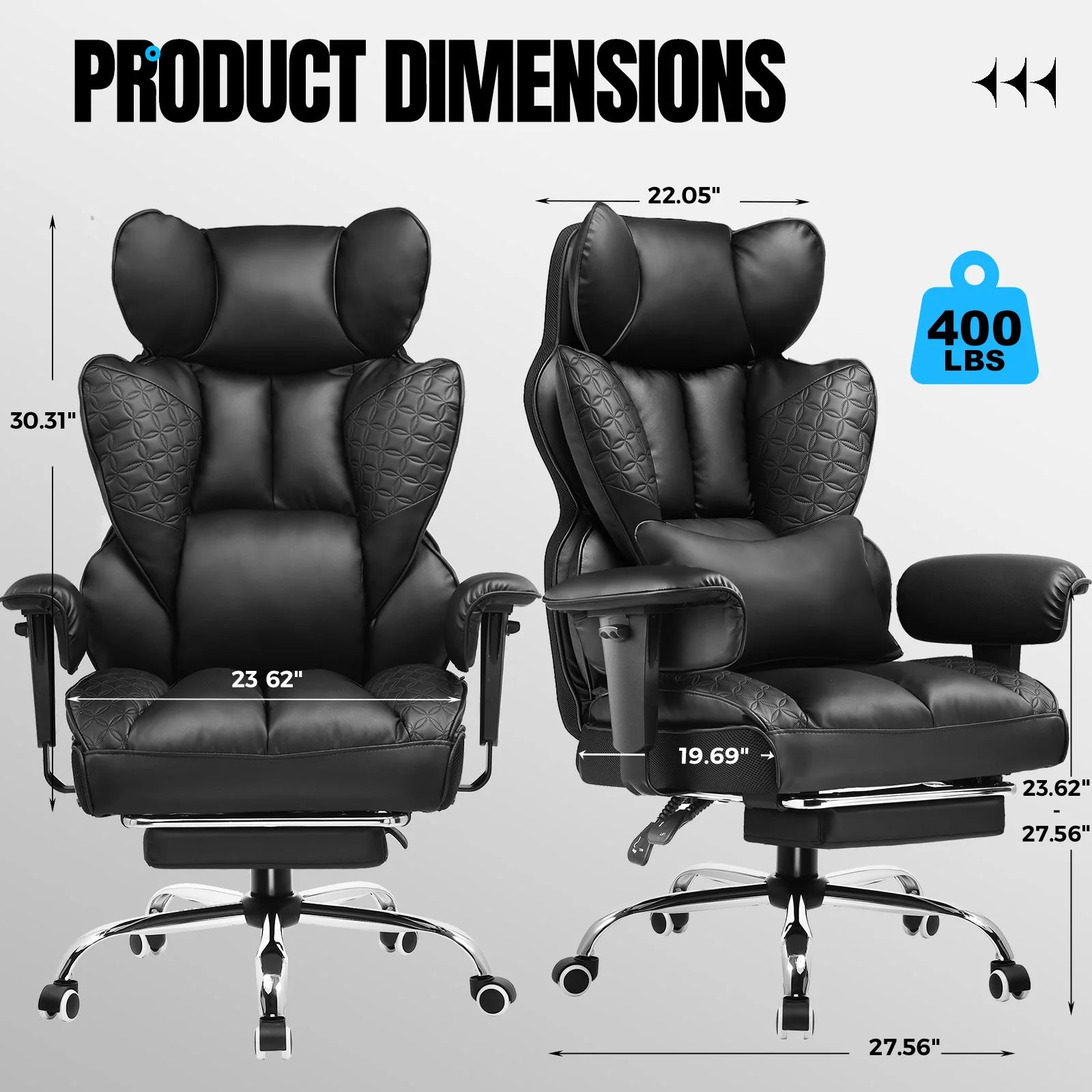 Ergonomic Leather High Back Office Chair with Footrest