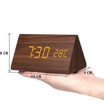 LED Smart Alarm Clock Wood Effect Display With Voice Control