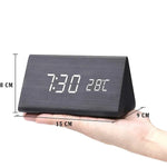 LED Smart Alarm Clock Wood Effect Display With Voice Control
