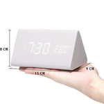 LED Smart Alarm Clock Wood Effect Display With Voice Control