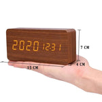 LED Smart Alarm Clock Wood Effect Display With Voice Control