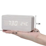 LED Smart Alarm Clock Wood Effect Display With Voice Control