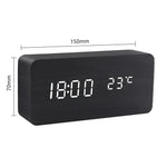 LED Smart Alarm Clock Wood Effect Display With Voice Control