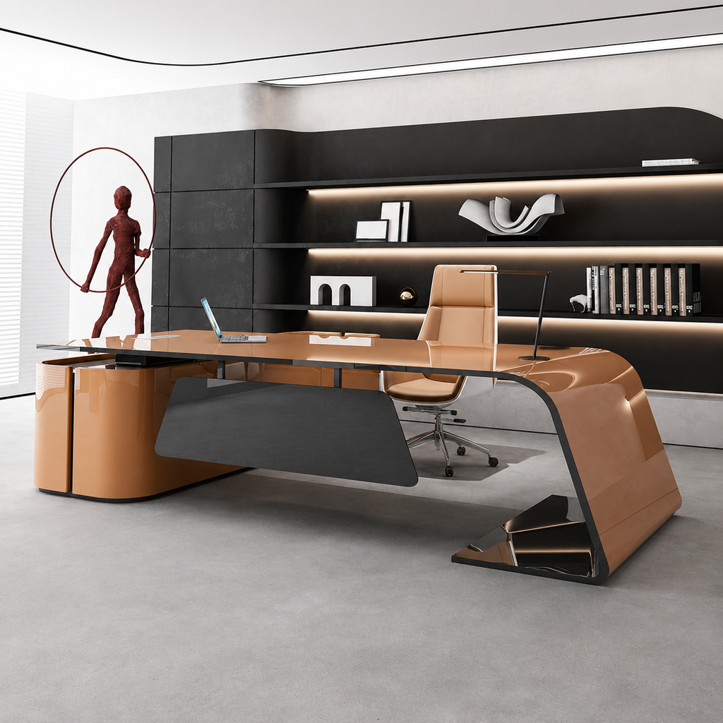 Luxury White Senior Lacquer Desk for Executives