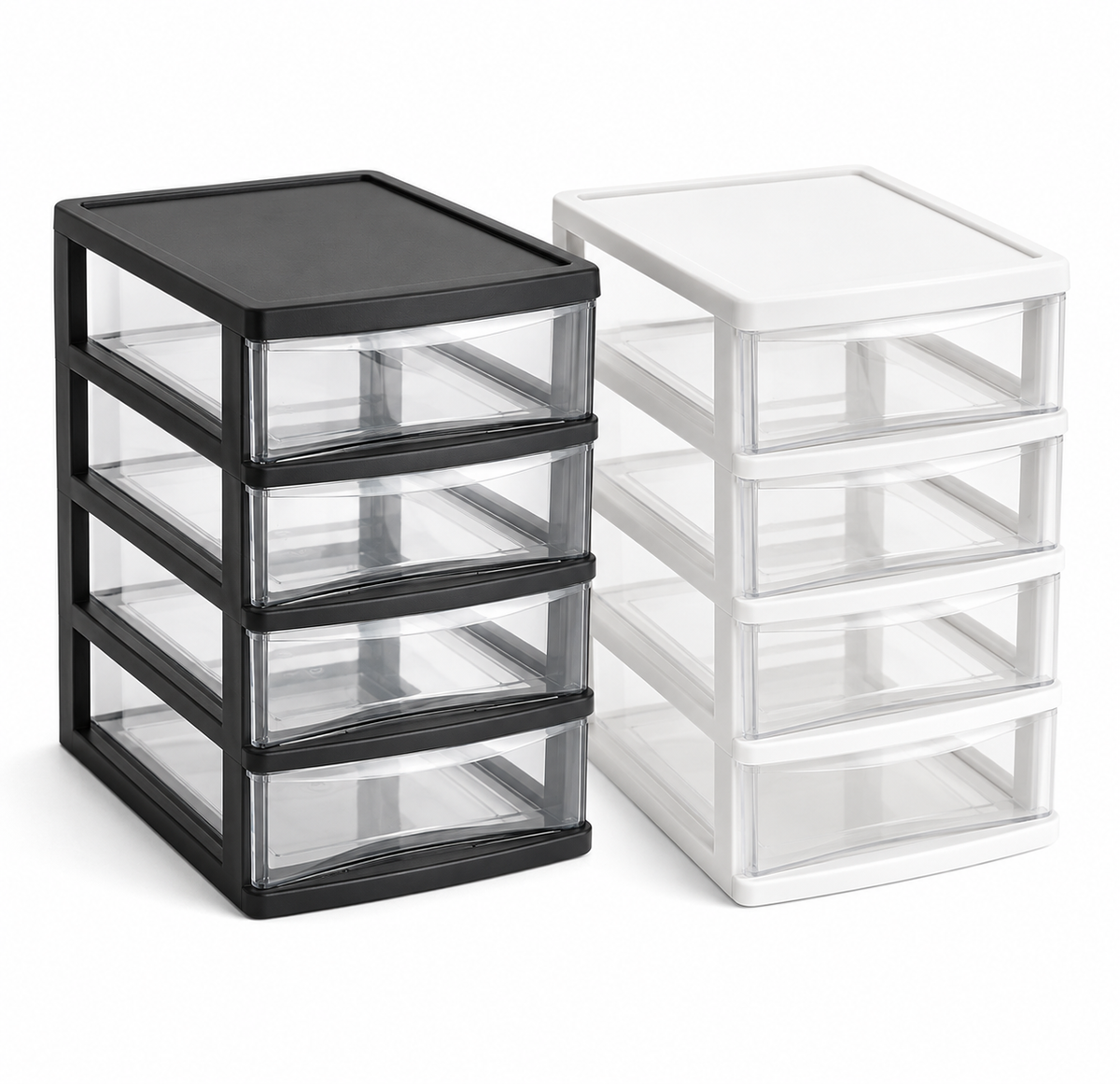 Clear Desktop Storage Box With Drawer Plastic Organizer