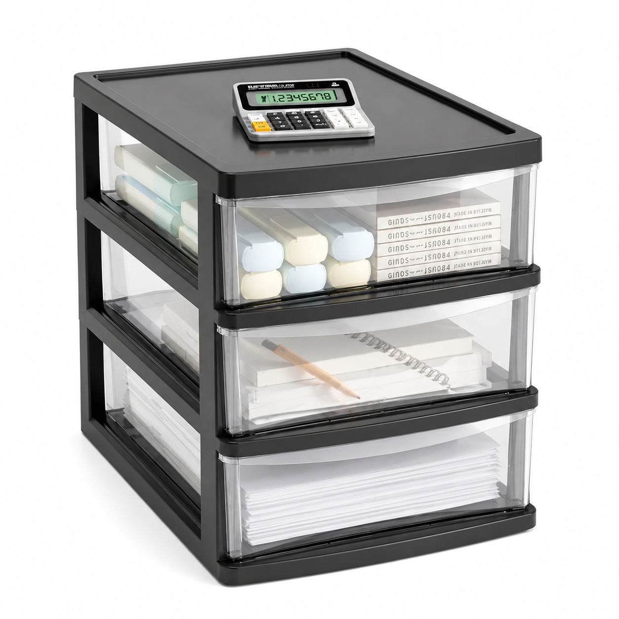 Office Desktop Storage Box, Transparent Drawer Style Cosmetics,