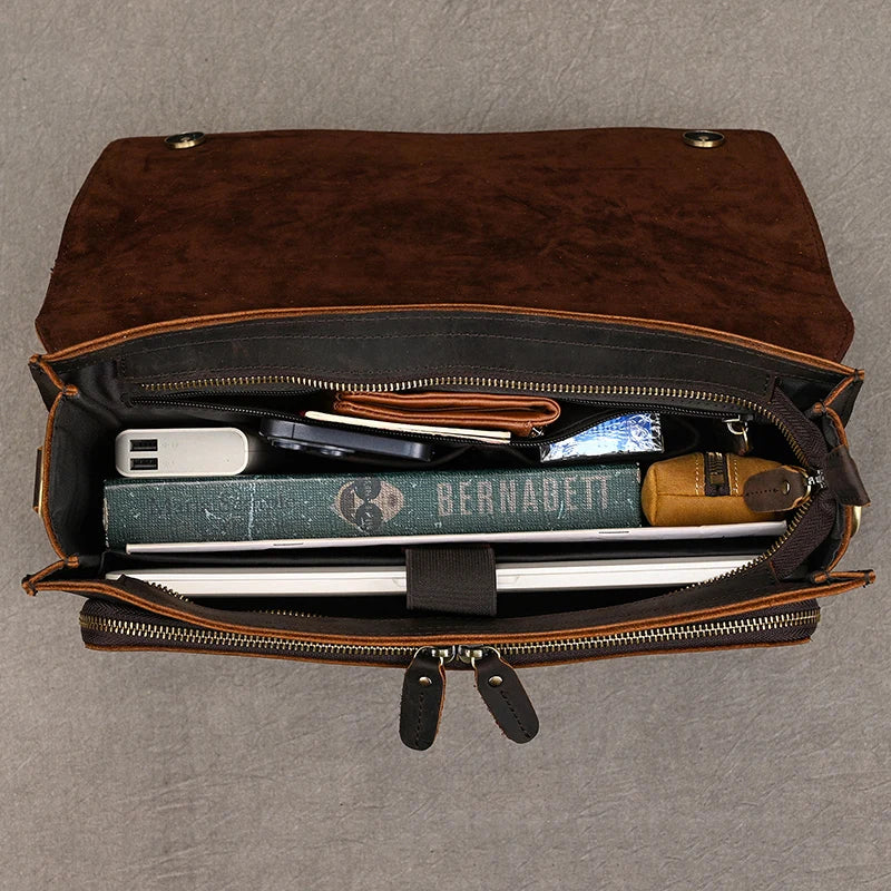 Luufan Crazy Horse Leather 14-Inch Laptop Briefcase - product view 8