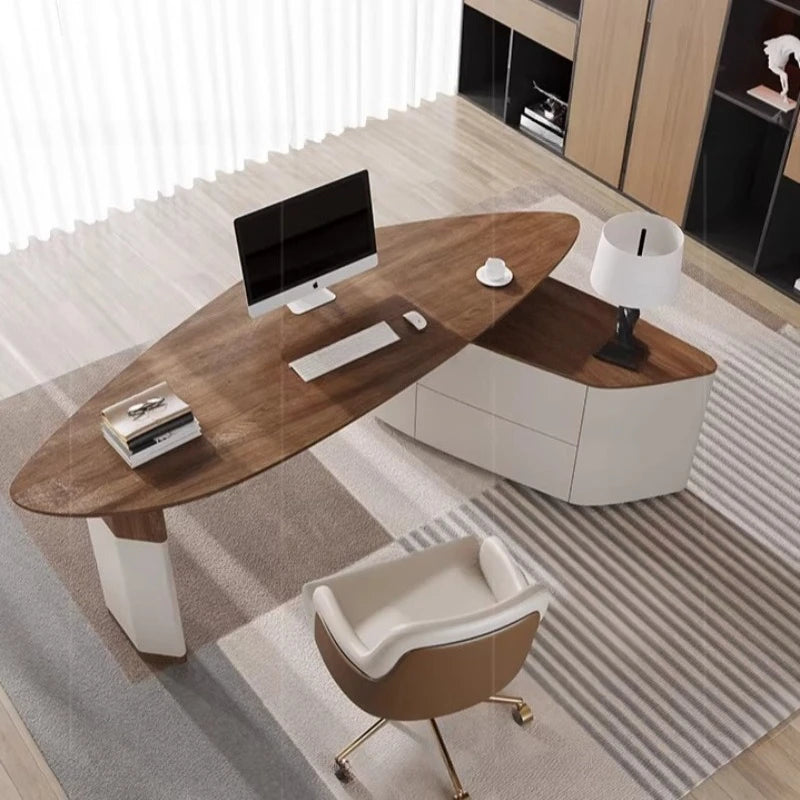 Adjustable L-Shaped Executive Office Desk Shelves