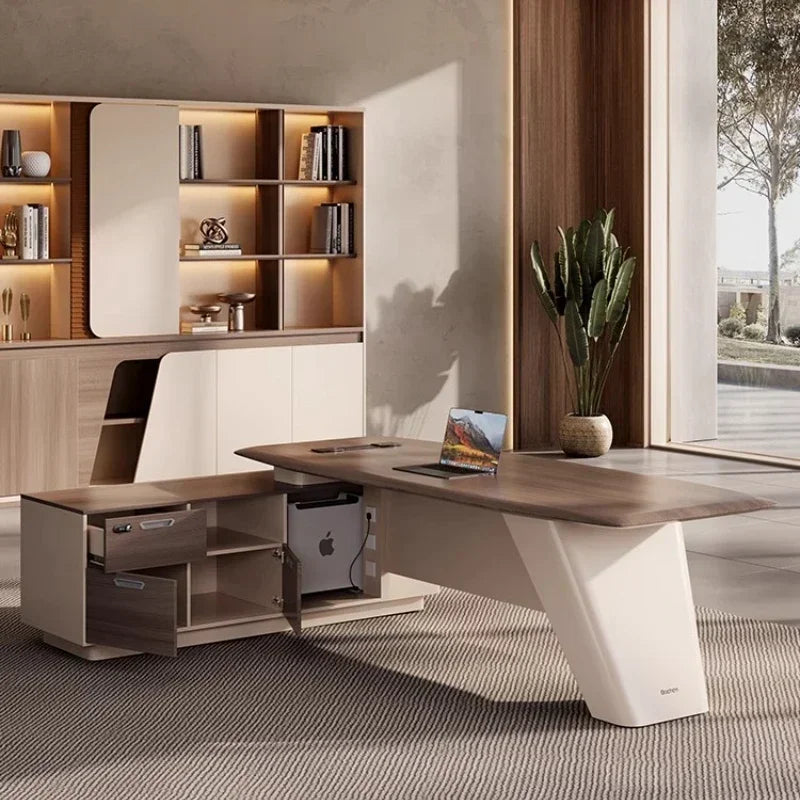 Luxury Executive L-Shaped Office Desk and Chair Set