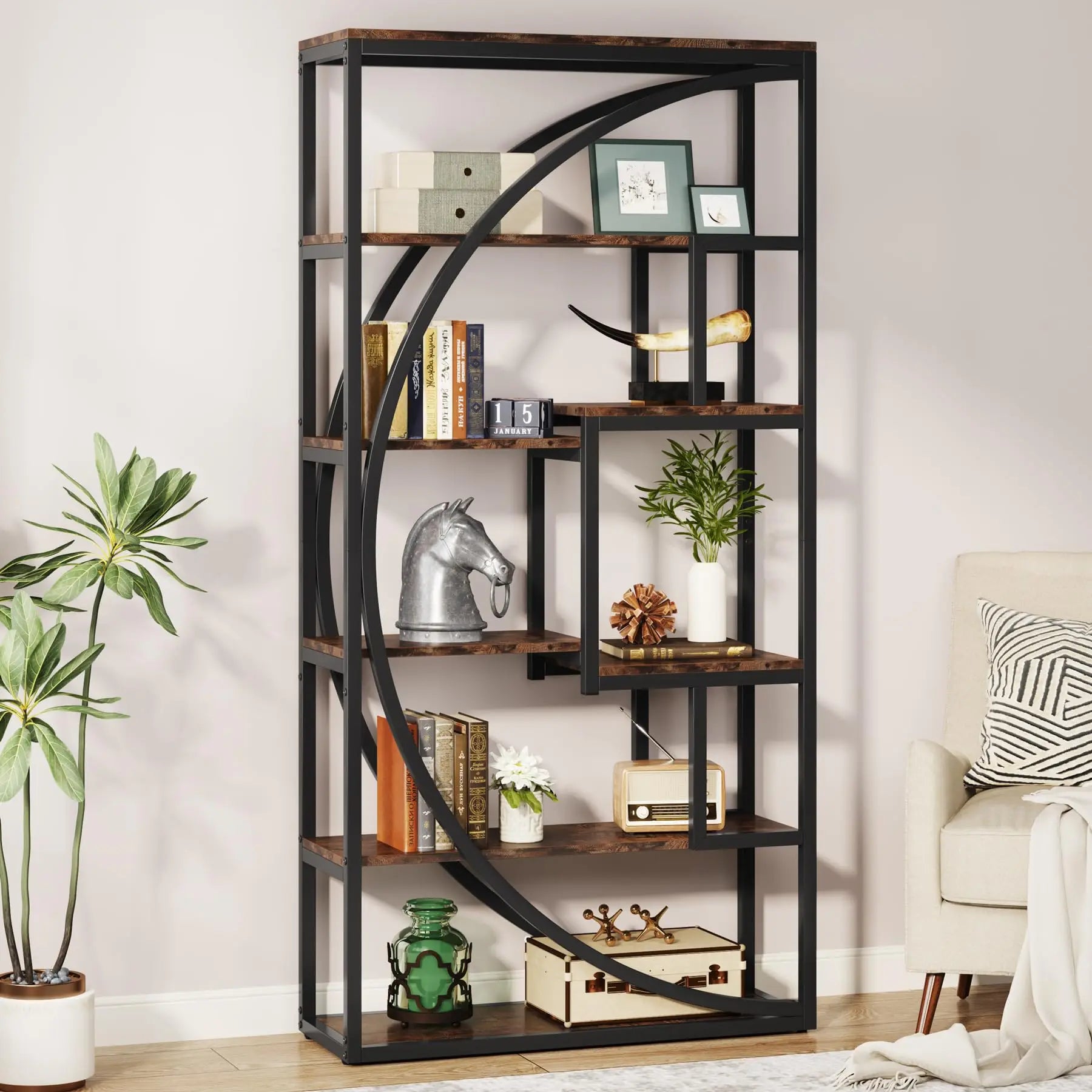 Industrial 5-Tier Etagere Bookcase