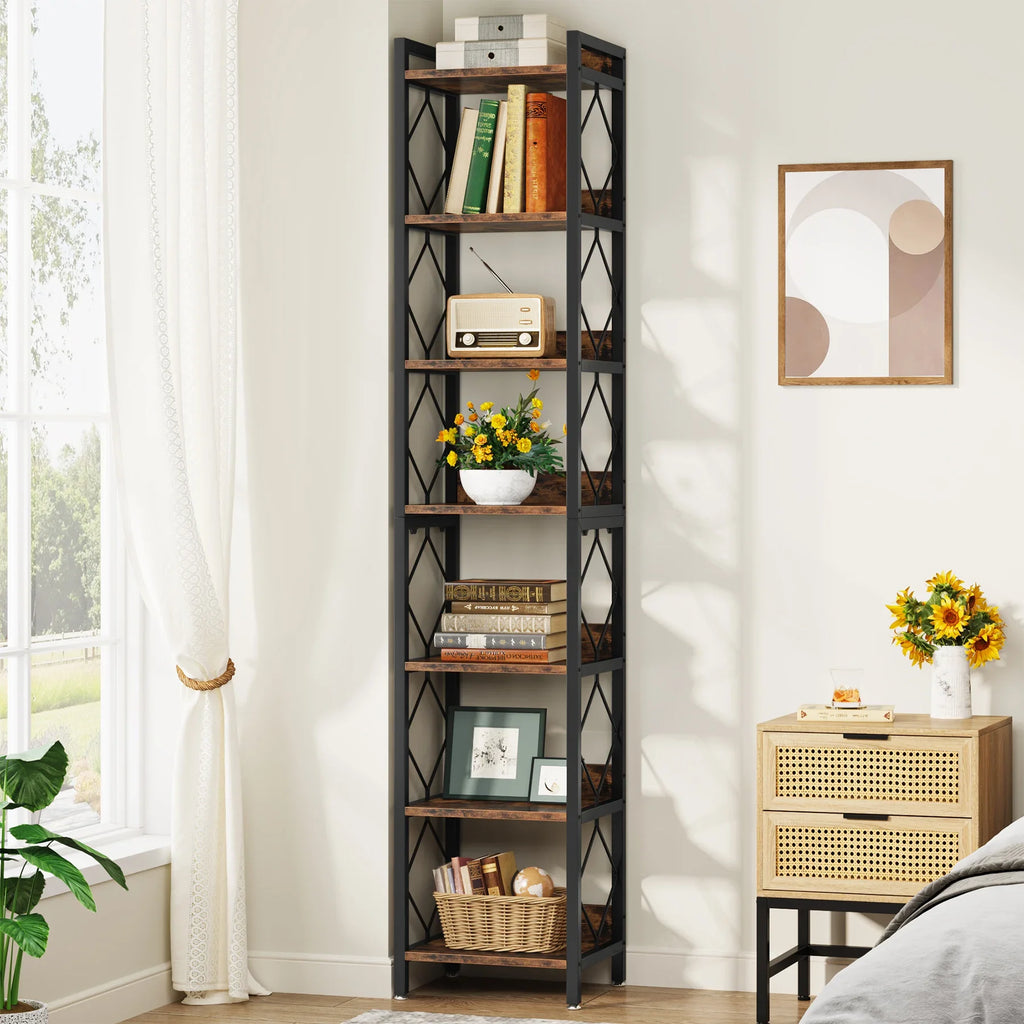 Tribesigns Extra Tall Narrow Bookshelf - 7 Tier Storage