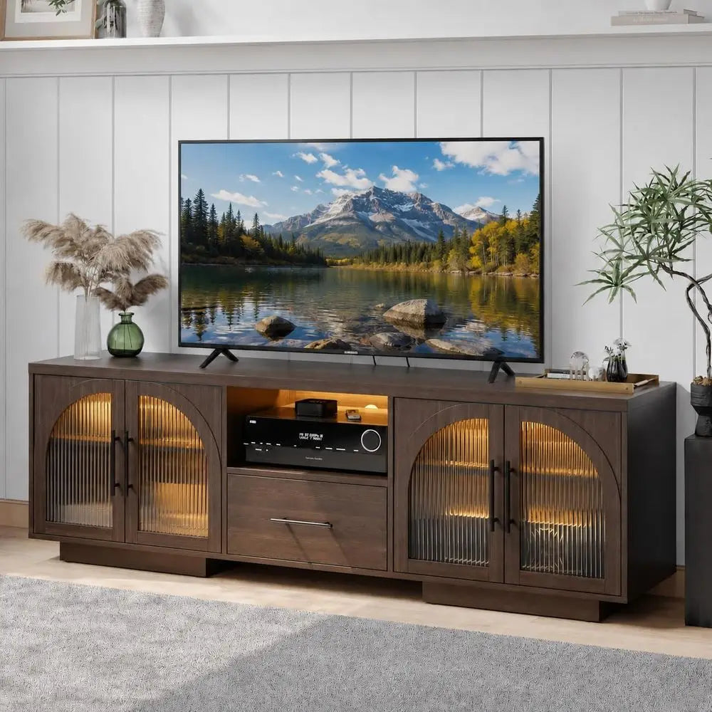 70" LED TV Stand for TVs Up to 85" with Storage - Brown