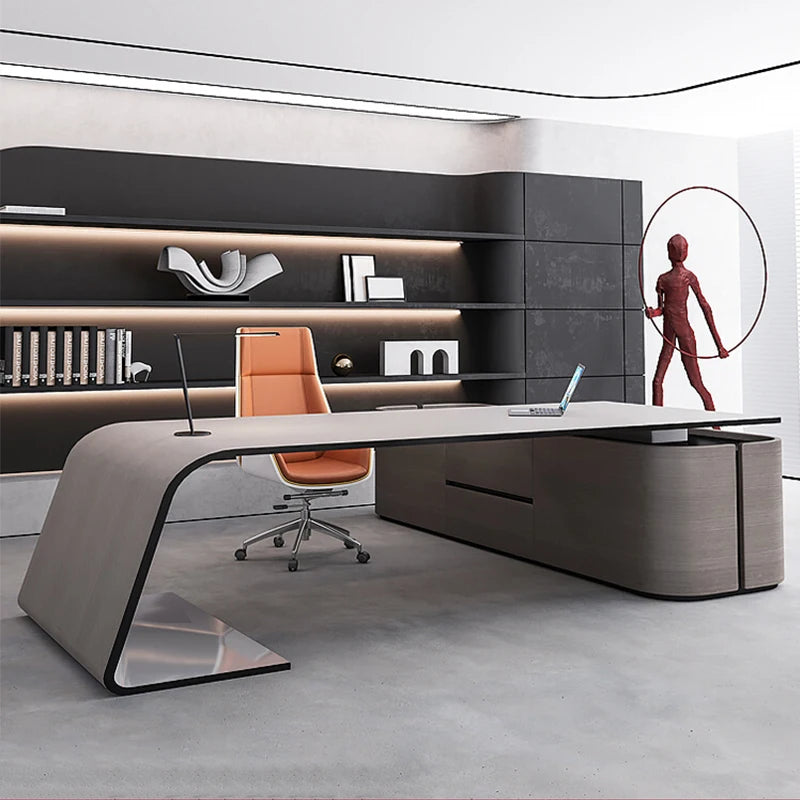 Luxury White Senior Lacquer Desk for Executives