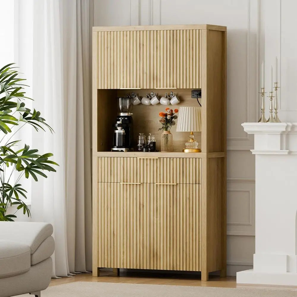 71" Adjustable Pantry Cabinet with Charging Station