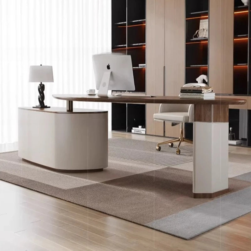 Adjustable L-Shaped Executive Office Desk Shelves