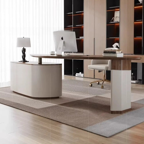 Adjustable L-Shaped Executive Office Desk Shelves