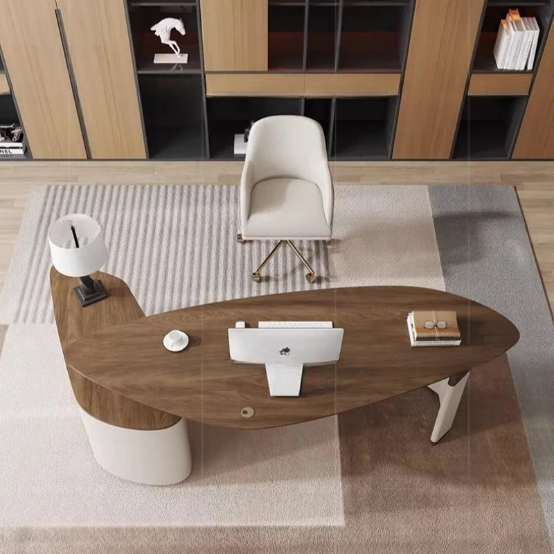 Adjustable L-Shaped Executive Office Desk Shelves