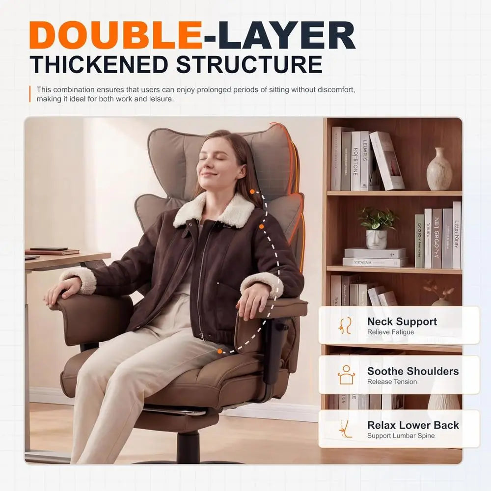 Luxury High-Back Ergonomic Office Chair with Footrest