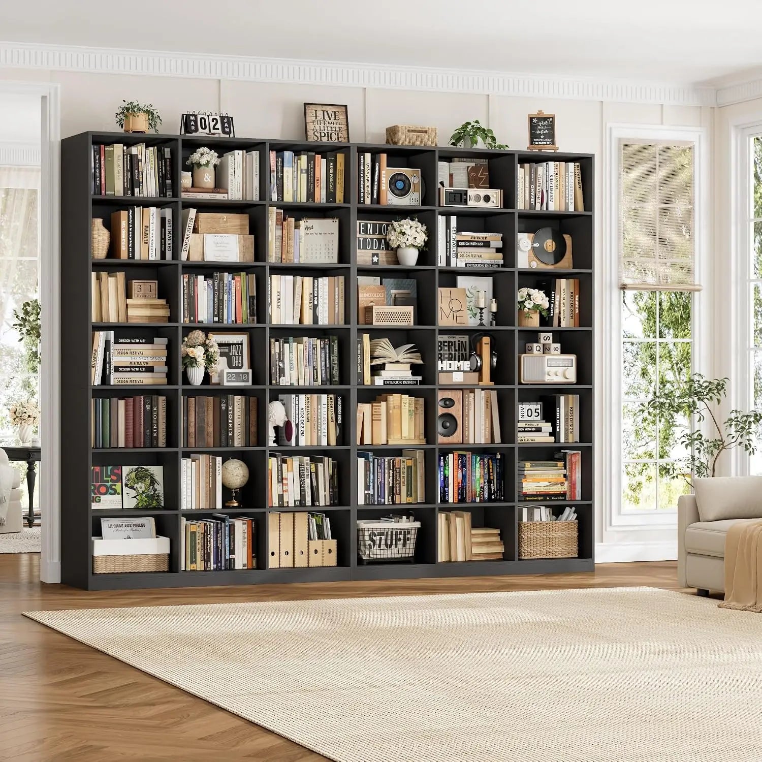 86 Inch Triple Wide Freestanding Book Storage Unit