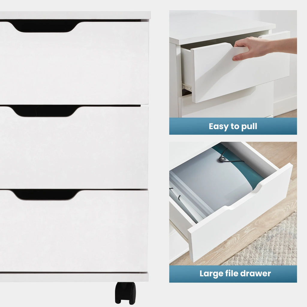 Farini 3-Drawer Under Desk File Cabinet with Lockable Casters