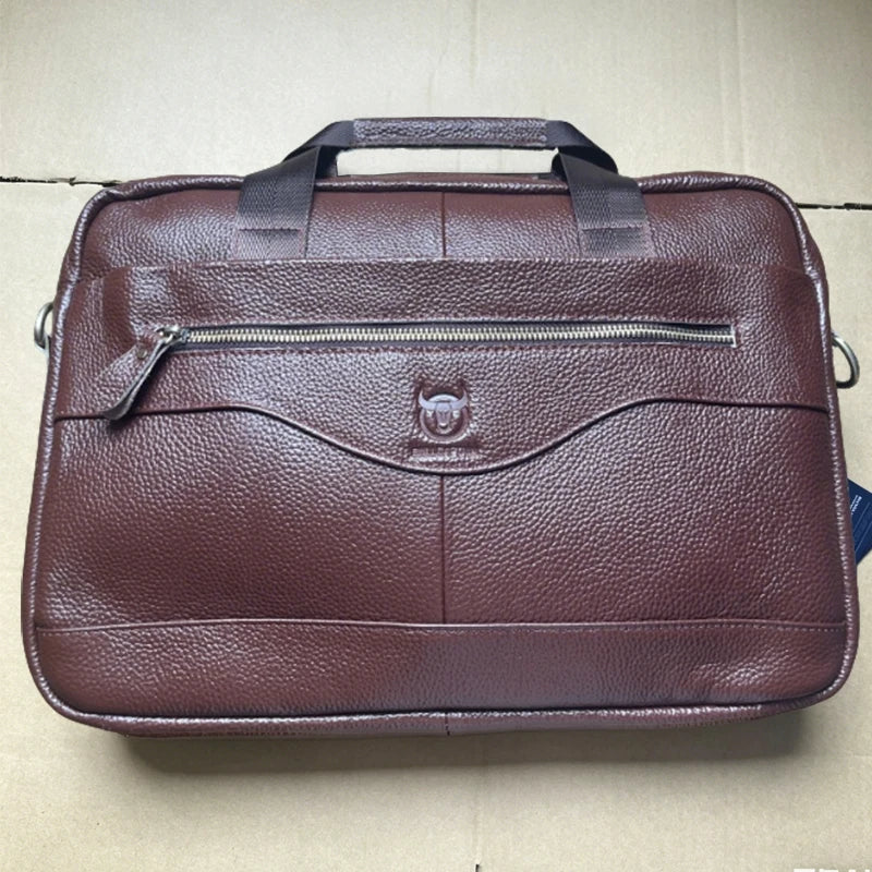 Bullcaptain Genuine Leather 14-Inch Laptop Briefcase - product view 2