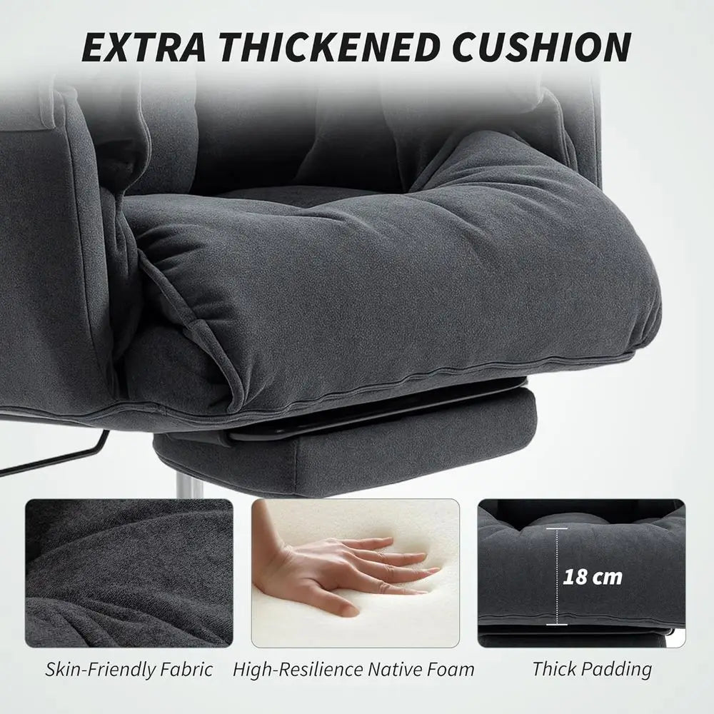Ergonomic Reclining Office Chair with Footrest - Grey