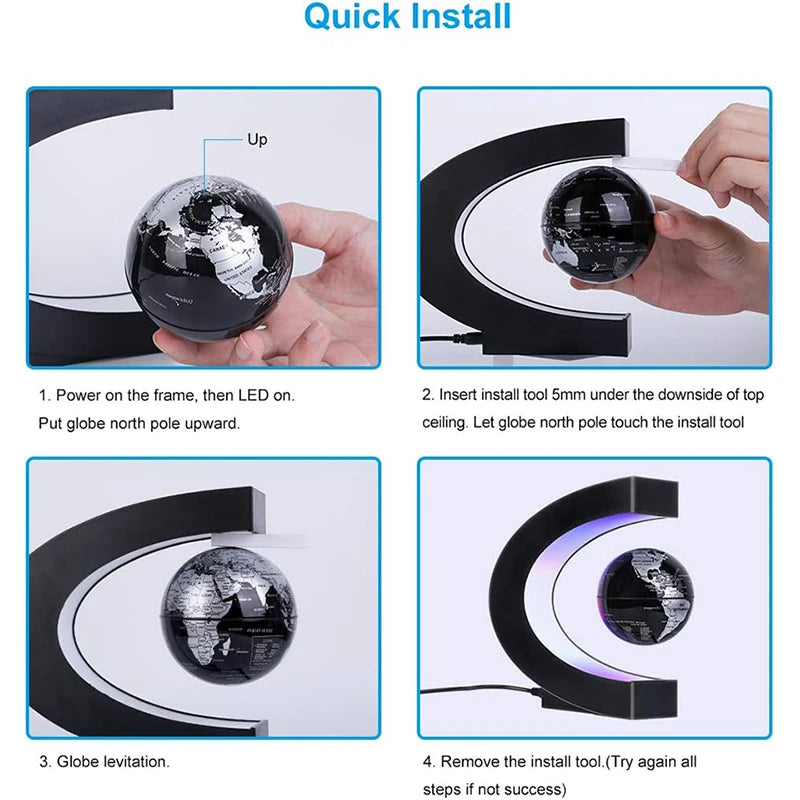 Magnetic Floating Globe LED Lamp - Unique Home Decor