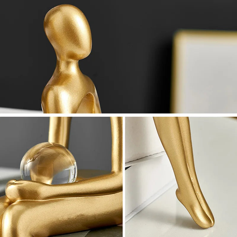 Elegant Golden Abstract Resin Body Art Ornament