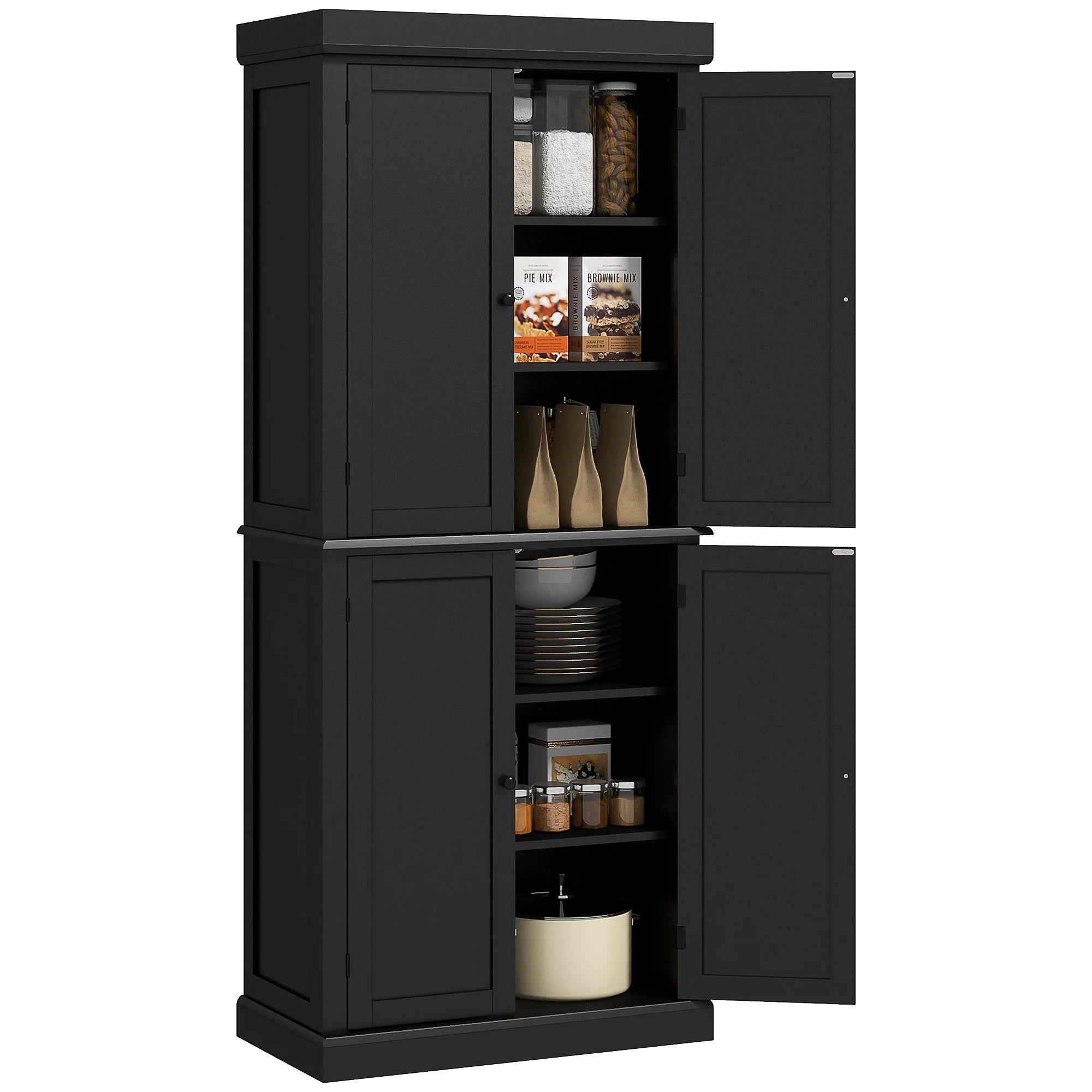 HOMCOM 72.5" Tall Kitchen Pantry Cabinet - Black