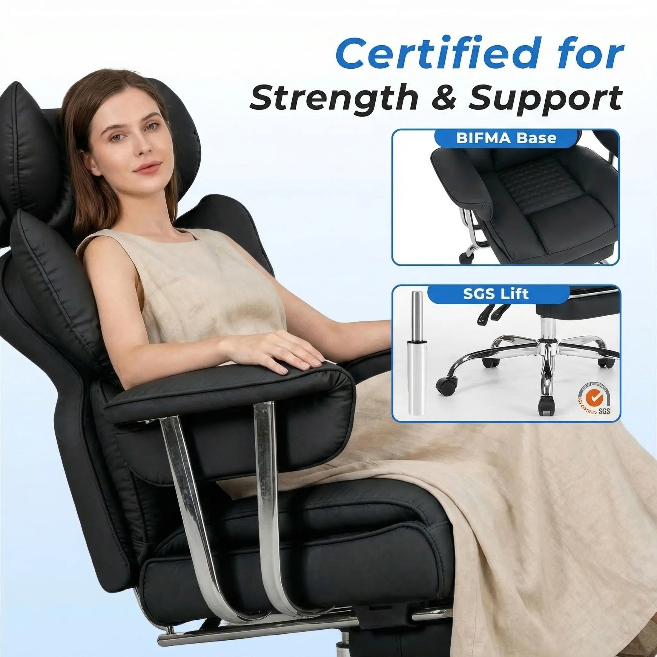 JHK Ergonomic Reclining Office Chair with Footrest