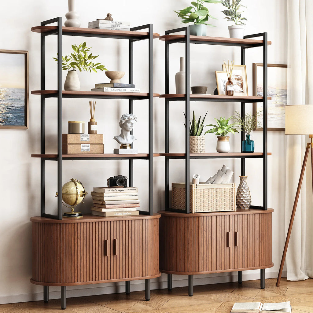 71" Tall Modern Bookshelf with Storage Cabinet