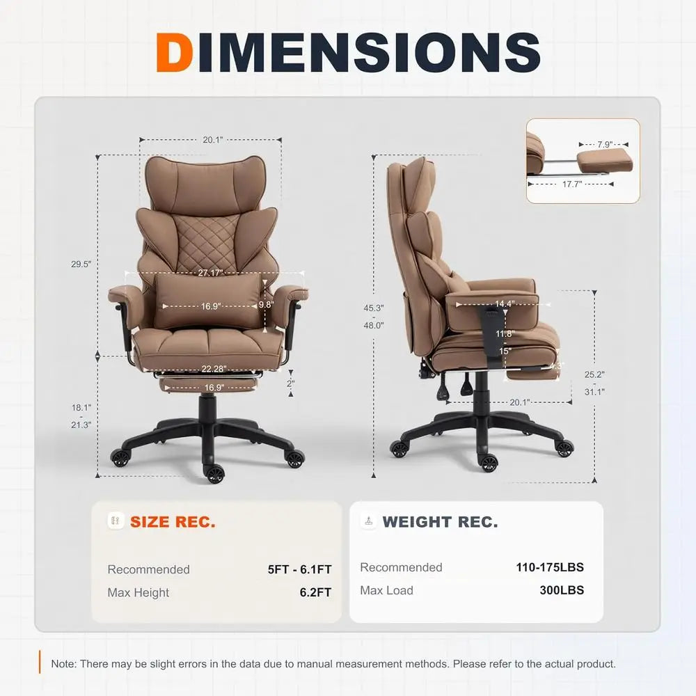Luxury High-Back Ergonomic Office Chair with Footrest