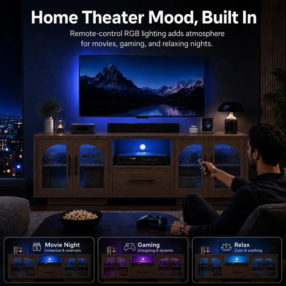 70" LED TV Stand for TVs Up to 85" with Storage - Brown