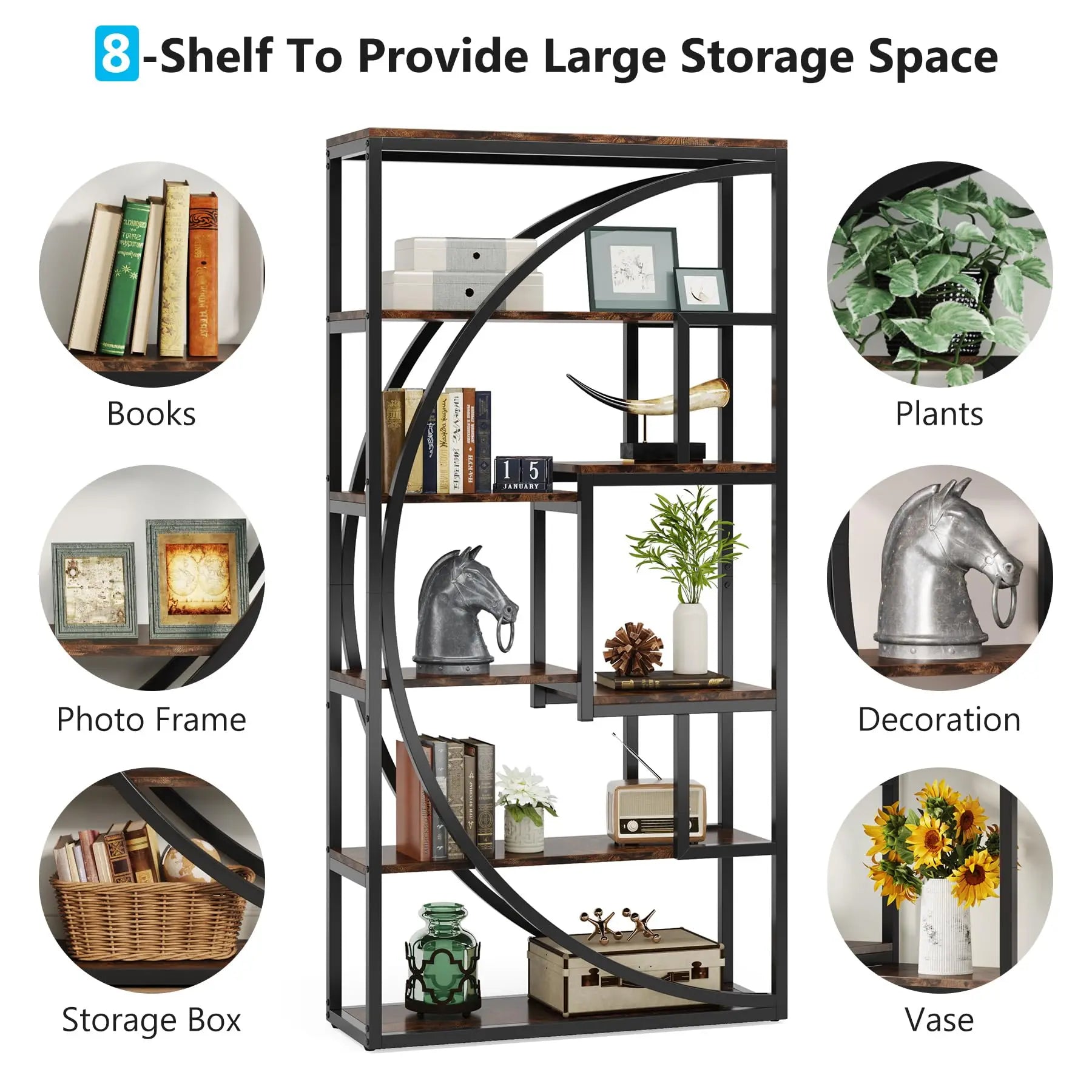 Industrial 5-Tier Etagere Bookcase