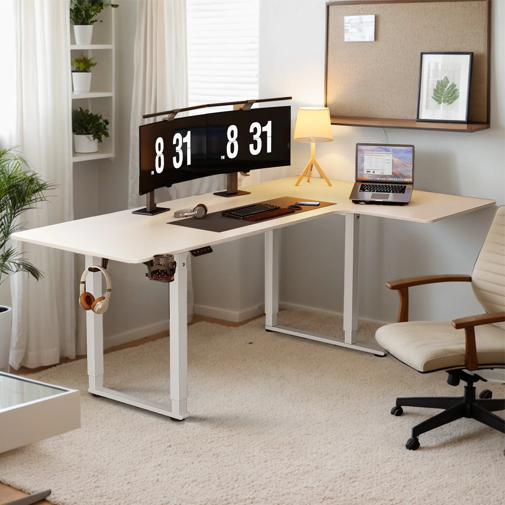 L Shaped Electric Standing Desk with Dual Motor Adjustment