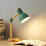 Nordic Wooden Desk Lamp Rubberwood Base Adjustable Head