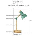Nordic Wooden Desk Lamp Rubberwood Base Adjustable Head