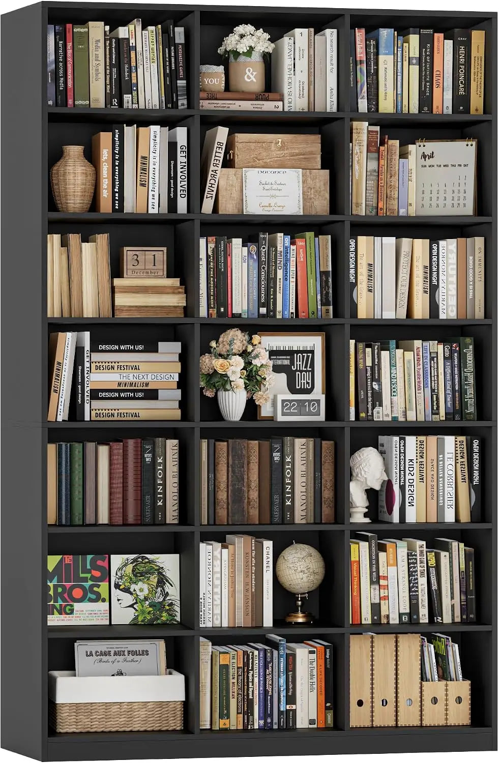 86 Inch Triple Wide Freestanding Book Storage Unit