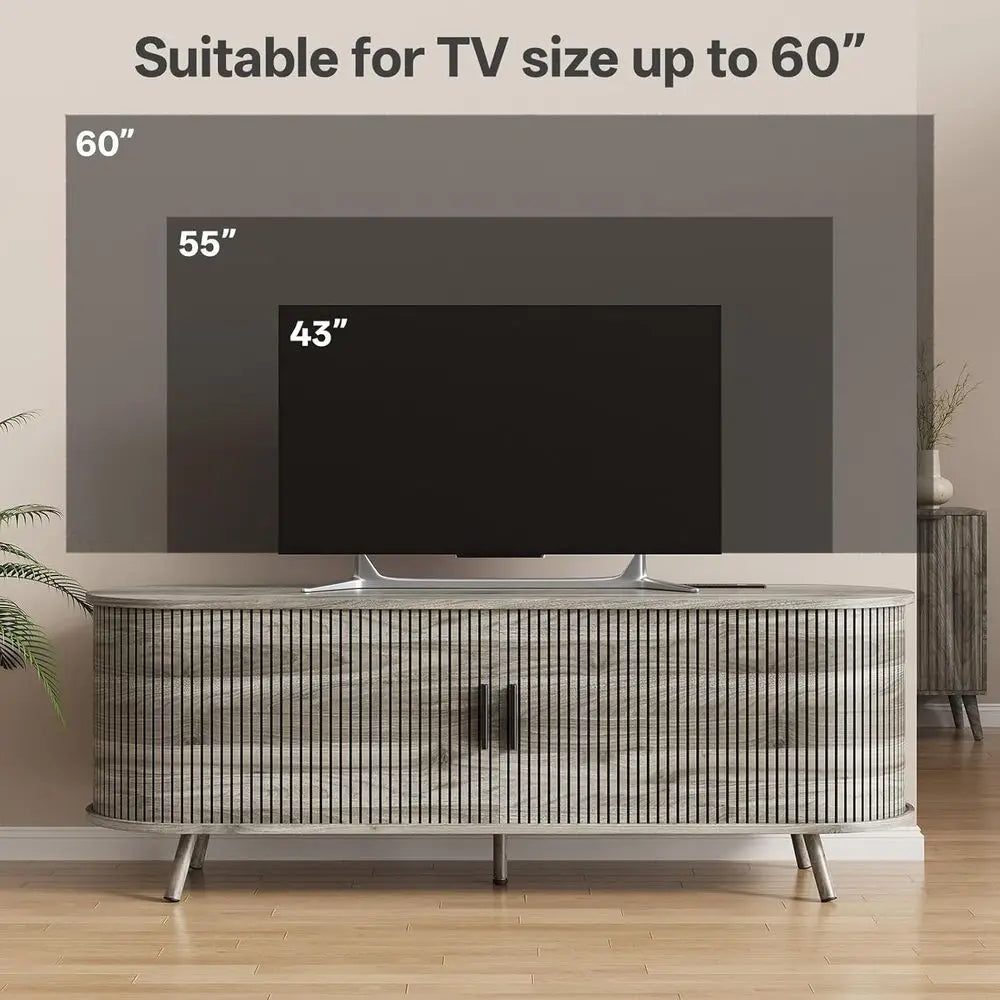 55-Inch Modern TV Stand with Power Outlet & Storage