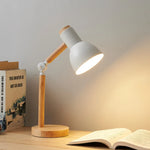 Nordic Wooden Desk Lamp Rubberwood Base Adjustable Head