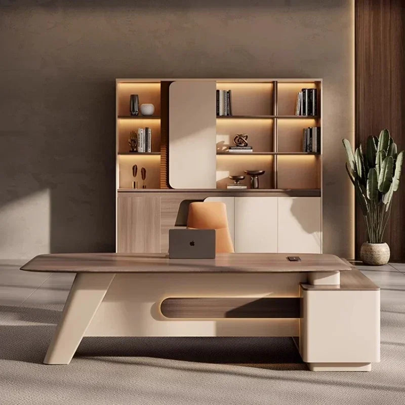 Luxury Executive L-Shaped Office Desk and Chair Set