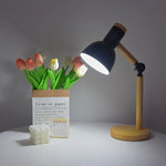 Nordic Wooden Desk Lamp Rubberwood Base Adjustable Head