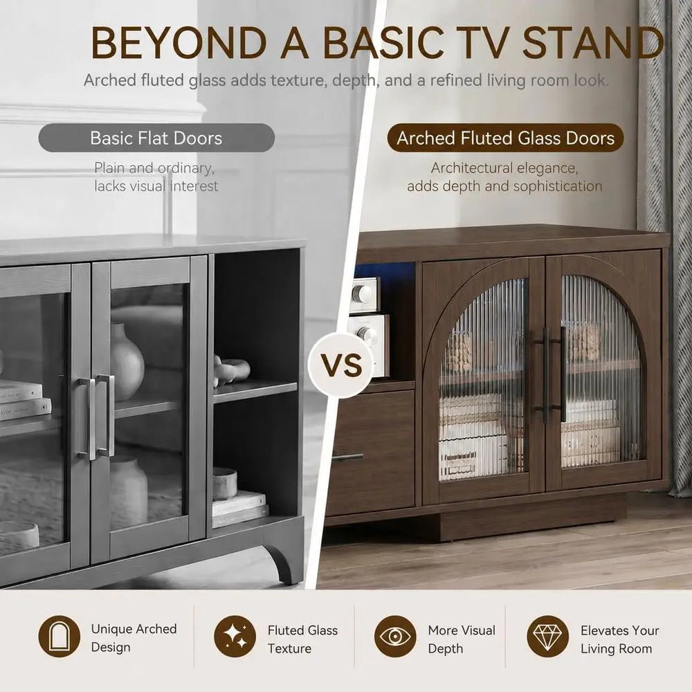 70" LED TV Stand for TVs Up to 85" with Storage - Brown