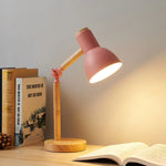 Nordic Wooden Desk Lamp Rubberwood Base Adjustable Head