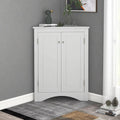 White Corner Storage Cabinet with Adjustable Shelves