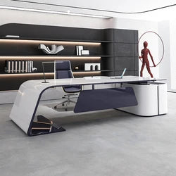 Luxury White Senior Lacquer Desk for Executives